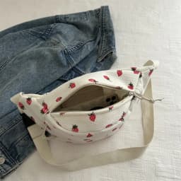 Waist Bag Women Men Corduroy Fanny Pack Strawberries Pocket Fashion Chest Handbag Sports Travel Purse Plaid WaistPack Belly Bags