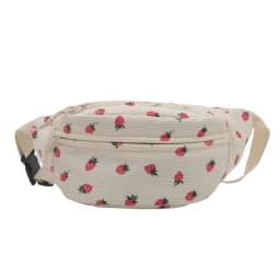 Waist Bag Women Men Corduroy Fanny Pack Strawberries Pocket Fashion Chest Handbag Sports Travel Purse Plaid WaistPack Belly Bags