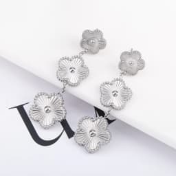 Metal Stainless Steel New Design Double-Sided Five Leaf Flower Plum Blossom Tassel Earrings For Women Waterproof Clover