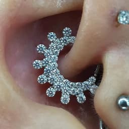 ASTM F-136 Titanium EAR Nose Ring PIERC CZ Surround Segment Ring  Hoop Face Hinged Clicker Labret Ear wheel Cartilage Piercing