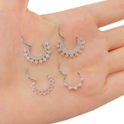 ASTM F-136 Titanium EAR Nose Ring PIERC CZ Surround Segment Ring  Hoop Face Hinged Clicker Labret Ear wheel Cartilage Piercing