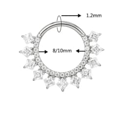 ASTM F-136 Titanium EAR Nose Ring PIERC CZ Surround Segment Ring  Hoop Face Hinged Clicker Labret Ear wheel Cartilage Piercing