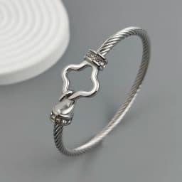 New steel wire button zircon four-leaf clover gold-plated bracelet 18K, high-quality waterproof couple bracelet, wife gift