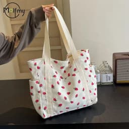 Strawberries Corduroy Handbag Sweet Women's Bag Fashionable Versatile Shoulder Bag Beautiful Simple Commuter Women's Tote Bags