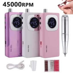 High Speed 45000RPM Rechargeable Nail Drill Machine with LCD Low Noise Professional Nail Polish Sander Nails Accessories Set