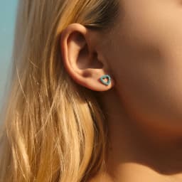 MODIAN Simple 925 Sterling Silver Exquisite Romantic Turquoise Hearts Stud Earrings For Women Birthday Gifts Jewelry
