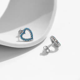 MODIAN Simple 925 Sterling Silver Exquisite Romantic Turquoise Hearts Stud Earrings For Women Birthday Gifts Jewelry