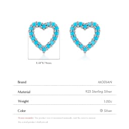 MODIAN Simple 925 Sterling Silver Exquisite Romantic Turquoise Hearts Stud Earrings For Women Birthday Gifts Jewelry