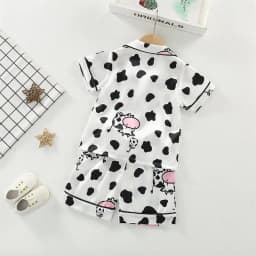 Boys Girls Kids Pajama Sets Cartoon Cow Short Sleeve T-Shirt Tops with Pants Toddler Baby Sleeping Clothes Pijamas Sleepwear