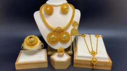 ANIID Ethiopian 24k Gold Plated 6PCS Jewelry Sets For Women Indian Dubai High Quality Necklace Set Wedding Party Gifts