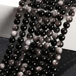 7A Quality Natural Stone Silver Irisation Obsidian Bead Round Loose Spacer For Jewelry Making Diy Necklace Bracelet Accessory