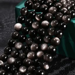 7A Quality Natural Stone Silver Irisation Obsidian Bead Round Loose Spacer For Jewelry Making Diy Necklace Bracelet Accessory