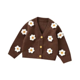 Sweet Long Sleeve V-neck Single Breasted Baby Girls Spring & Fall Coat Knitted Acrylic Babies Cardigan For 6-36 Months Newborn