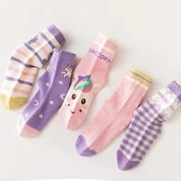 Spring Children's Socks Cute Cartoon Unicorn Pattern Cotton Socks Baby Girls Mid Calf Autumn Winter Socks 5 Pairs