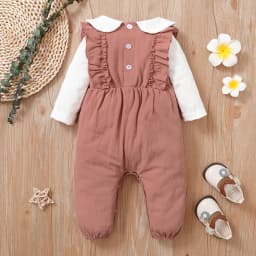Newborn Baby 'Pure Cotton Flower Pattern Color Blocked Comfortable Long Sleeves Bodysuit 0-18 Month Female Baby Crawling Suit