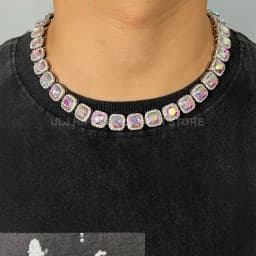 ULJ 12mm Square Hip Hop Iced Out Black Tennis Chains Reinstones Hiphop Necklace&Bracelet Luxury Copper Iced Out Cuban Jewelry