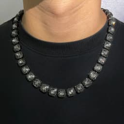 ULJ 12mm Square Hip Hop Iced Out Black Tennis Chains Reinstones Hiphop Necklace&Bracelet Luxury Copper Iced Out Cuban Jewelry