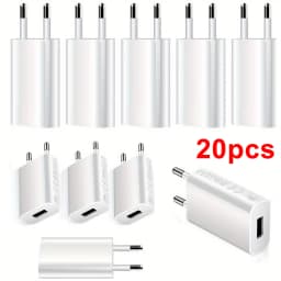 20pcs EU Plug 5V 1A USB Wall CellPhone Charger Portable Charging Block Travel Power Adapters for IPhone Samsung Xiaomi Huawei