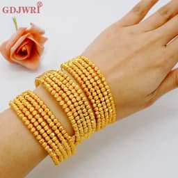 Luxury Classic Copper Gold Color Bracelet Dubai Saudi Trendy Bangle Bracelet For Bridal Bracelet Arabic Jewelry