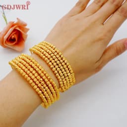 Luxury Classic Copper Gold Color Bracelet Dubai Saudi Trendy Bangle Bracelet For Bridal Bracelet Arabic Jewelry