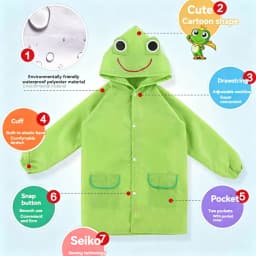 Boys Girls Rain Coat with Pocket Cartoon Animal Raincoat Kids Stylish Waterproof Rain Jacket Toddler Children Rain Poncho