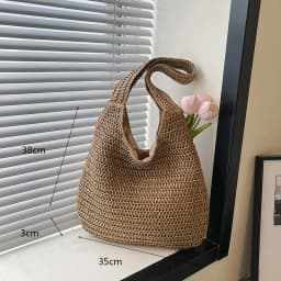Casual Straw Woven Shoulder Bags For Women Wicker Handbags Handmade Summer Beach Bag Female Travel Large Capacity Rattan Totes