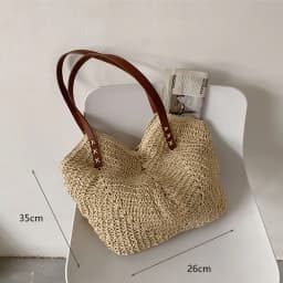 Casual Straw Woven Shoulder Bags For Women Wicker Handbags Handmade Summer Beach Bag Female Travel Large Capacity Rattan Totes
