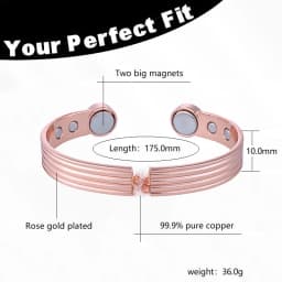Pure Copper Bracelets for Men Women Rose Gold Color Adjustable Cuff Bangles Arthritis Health Big Magnets Jewelry
