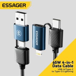 Essager 4 in 1 USB Cable Type C 65W PD Fast Charging Wire Type C To Type C Cable For iPhone 16 15 14 Pro Max iPad HUAWEI Xiaomi