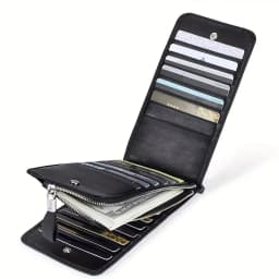 Slim & Stylish Faux Leather Wallet - Multi-Card Slots Easy Clean Card Holder Women Men Bag Multi-card Zipper