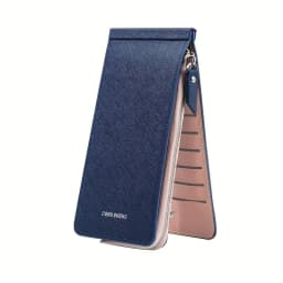Slim & Stylish Faux Leather Wallet - Multi-Card Slots Easy Clean Card Holder Women Men Bag Multi-card Zipper