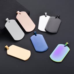 10pcs Wholesale 7 Colors Stainless Steel Military Army Style ID Blank Dog Tags Pendant Rectangle Necklace Jewelry Accessories