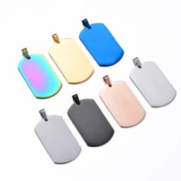10pcs Wholesale 7 Colors Stainless Steel Military Army Style ID Blank Dog Tags Pendant Rectangle Necklace Jewelry Accessories