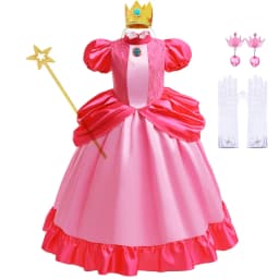 Rosalina Dress Girls Peach Costume Daisy Cosplay Children Birthday Party Carnival Fancy Outfit