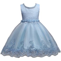 Girl Princess Dress of Korean style sleeveless beaded children's dress dress princess dress lace dress performance