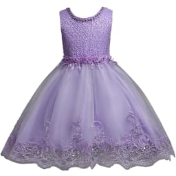 Girl Princess Dress of Korean style sleeveless beaded children's dress dress princess dress lace dress performance