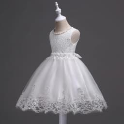Girl Princess Dress of Korean style sleeveless beaded children's dress dress princess dress lace dress performance