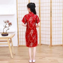 Dragon Phoenix Pattern Niche Design Autumn Silk Chinese Style Dress Girls Skirt Kids Traditional Dress Qipao Girls Cheongsam