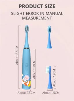 Sonic Electric Toothbrush Cartoon Kids With Cleaning brush Ultrasonic IPX7 Waterproof Rechargeable Timer Brush for Children Pink