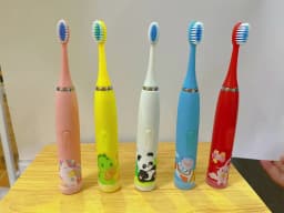 Sonic Electric Toothbrush Cartoon Kids With Cleaning brush Ultrasonic IPX7 Waterproof Rechargeable Timer Brush for Children Pink