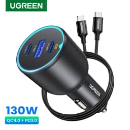 UGREEN 130W USB C Fast Car Charger with PD Cable for For Xiaomi iPhone 17 Samsung Galaxy S24 Laptops Fast USB C Car Charger QC4