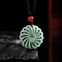 Natural A-goods Jadeite Fortune Pendant Men and Women Fashion Beads Treasure Jade Necklace Lucky Amulet Jade Necklace