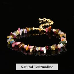 Natural Stone Tourmaline Amethyst Rock Quartz Crystal Chip Bead Bracelet Women Reiki Healing Adjustable Chain Fashion Jewelry