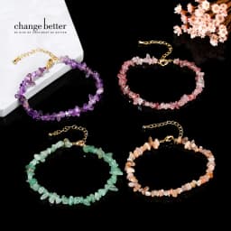 Natural Stone Tourmaline Amethyst Rock Quartz Crystal Chip Bead Bracelet Women Reiki Healing Adjustable Chain Fashion Jewelry