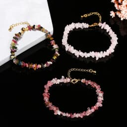 Natural Stone Tourmaline Amethyst Rock Quartz Crystal Chip Bead Bracelet Women Reiki Healing Adjustable Chain Fashion Jewelry