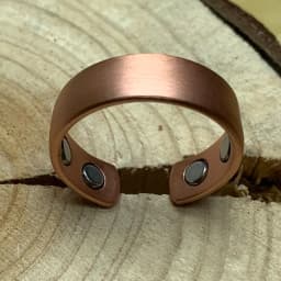 Pure Copper Ring Magnetic Adjustable Open Cuff 6MM Matte Vintage Metal Finger Jewelry for Men Women High Magnet Resizable