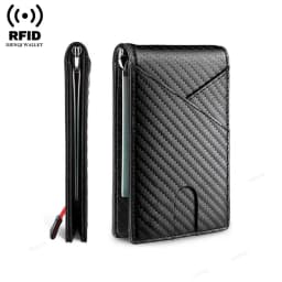 Carbon Fiber Wallet Men Rfid Slim Thin Credit Card Holder Man Wallets Minimalist Male Small Short Black Bi-fold Vallet Billfold