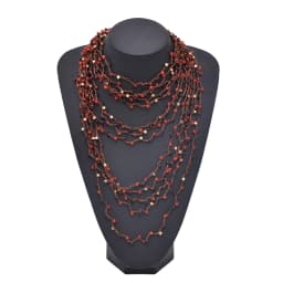 Colorful Natural Stacked Garnet Beads Chain Necklace Red Blue Stone Exaggerated Creative Multi-Layered Baroque Gravel Necklace