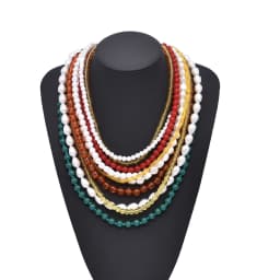 Colorful Natural Stacked Garnet Beads Chain Necklace Red Blue Stone Exaggerated Creative Multi-Layered Baroque Gravel Necklace