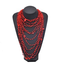 Colorful Natural Stacked Garnet Beads Chain Necklace Red Blue Stone Exaggerated Creative Multi-Layered Baroque Gravel Necklace